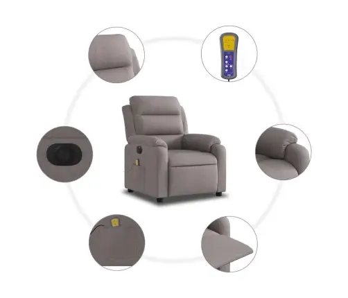 Elektrisks Masāžas Krēsls, Atgāžams, Pelēkbrūns Audums Vidaxl