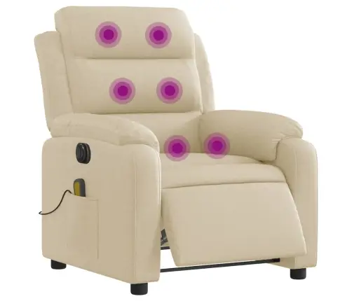 Elektrisks Masāžas Krēsls, Atgāžams, Krēmkrāsas Audums Vidaxl