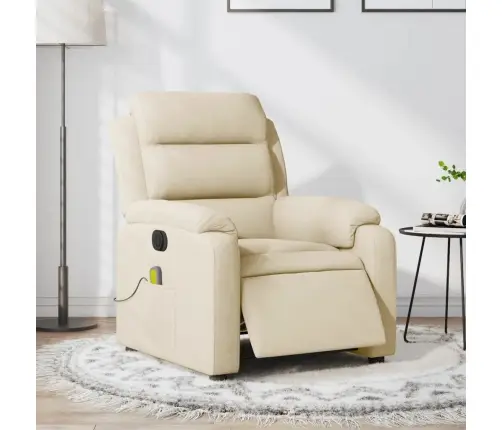 Elektrisks Masāžas Krēsls, Atgāžams, Krēmkrāsas Audums Vidaxl