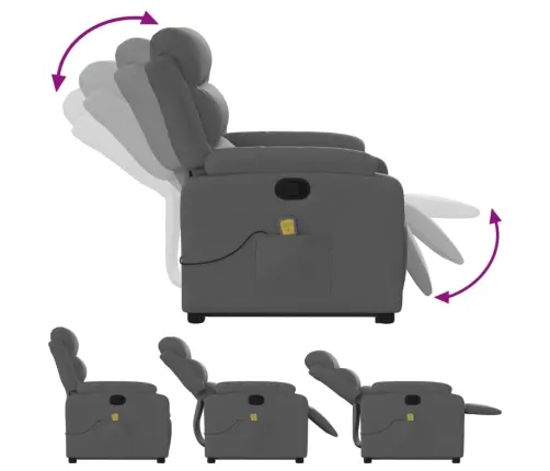 Masāžas Krēsls, Paceļams, Atgāžams, Tumši Pelēks Audums Vidaxl