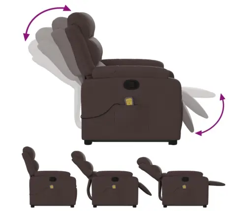 Masāžas Krēsls, Paceļams, Atgāžams, Tumši Brūns Audums Vidaxl