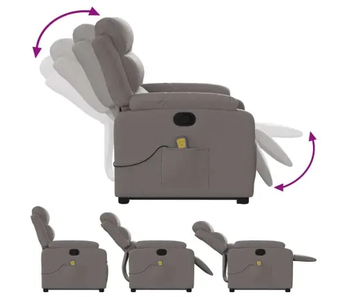 Atsistojantis Atlošiamas Masažinis Krėslas, Taupe, Audinys Atsistojantis Atlošiamas Masažinis Krėslas, Taupe, Audinys