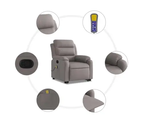 Atsistojantis Atlošiamas Masažinis Krėslas, Taupe, Audinys Atsistojantis Atlošiamas Masažinis Krėslas, Taupe, Audinys