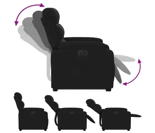 Elektrisks Atpūtas Krēsls, Paceļams, Atgāžams, Melns Audums Vidaxl