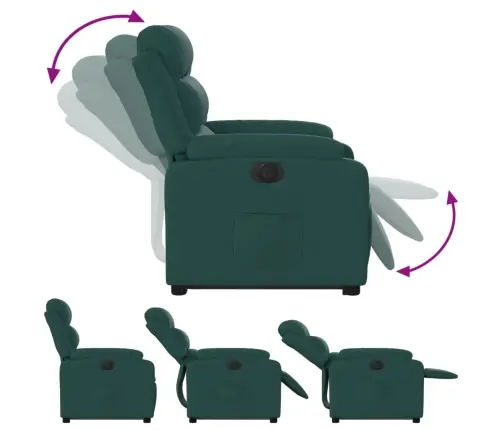 Elektrisks Atpūtas Krēsls, Paceļams/Atgāžams, Tumši Zaļš Audums Vidaxl