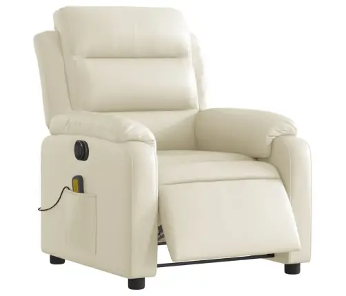 Elektrinis Atlošiamas Masažinis Krėslas, Kreminis, Dirbtinė Oda