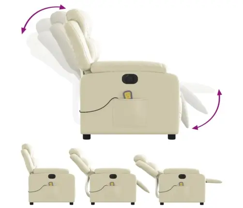 Elektrinis Atlošiamas Masažinis Krėslas, Kreminis, Dirbtinė Oda