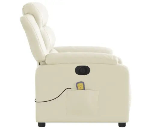 Elektrinis Atlošiamas Masažinis Krėslas, Kreminis, Dirbtinė Oda