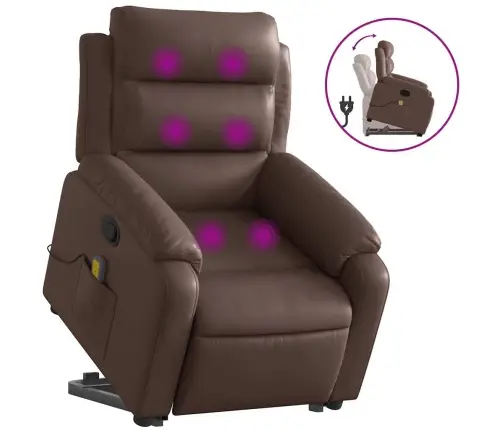 Masāžas Krēsls, Paceļams, Atgāžams, Brūna Mākslīgā Āda Vidaxl