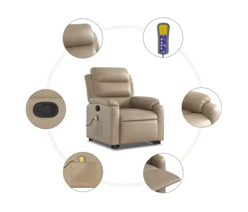 Masāžas Krēsls, Paceļams, Kapučīno Krāsas Mākslīgā Āda Vidaxl