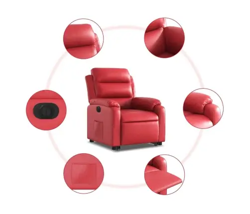 Atpūtas Krēsls, Paceļams, Atgāžams, Sarkana Mākslīgā Āda Vidaxl