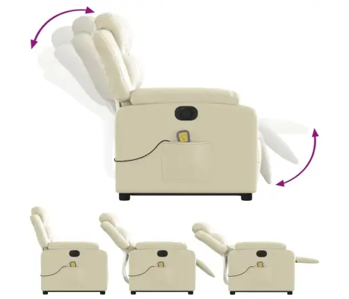 Elektrisks Masāžas Krēsls, Paceļams, Krēmkrāsas Mākslīgā Āda Vidaxl