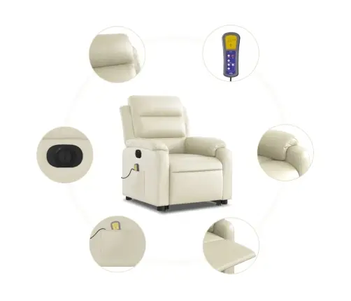 Elektrisks Masāžas Krēsls, Paceļams, Krēmkrāsas Mākslīgā Āda Vidaxl