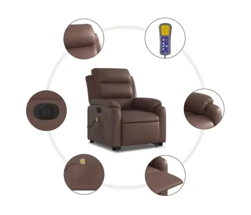 Elektrisks Masāžas Krēsls Paceļams/Atgāžams, Brūna Mākslīgā Āda Vidaxl Elektrisks Masāžas Krēsls Paceļams/Atgāžams, Brūna Mākslīgā Āda Vidaxl