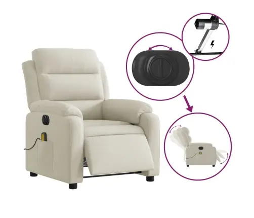 Elektrisks Masāžas Krēsls, Atgāžams, Krēmkrāsas Samts Vidaxl Elektrisks Masāžas Krēsls, Atgāžams, Krēmkrāsas Samts Vidaxl