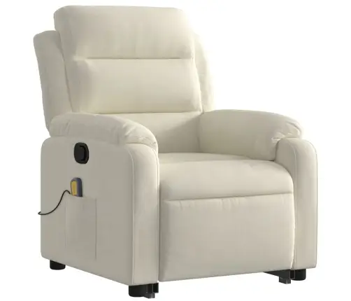 Masāžas Krēsls, Paceļams, Atgāžams, Krēmkrāsas Samts Vidaxl