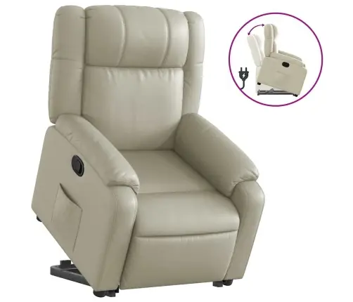 Püsti Tõusmist Toetav Tugitool, Kreemjas, Kunstnahk