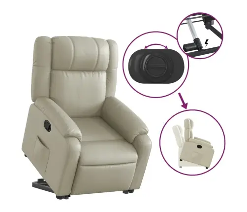 Püsti Tõusmist Toetav Tugitool, Kreemjas, Kunstnahk