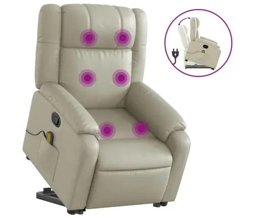 Püstitõusmist Toetav Massaažitool, Kreemjas, Kunstnahk