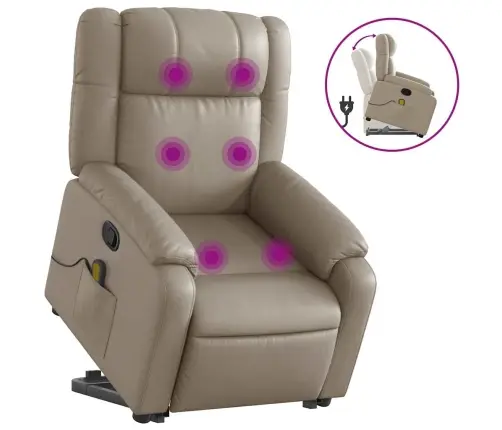 Masāžas Krēsls, Paceļams, Kapučīno Krāsas Mākslīgā Āda Vidaxl