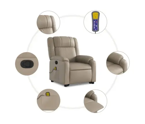 Masāžas Krēsls, Paceļams, Kapučīno Krāsas Mākslīgā Āda Vidaxl