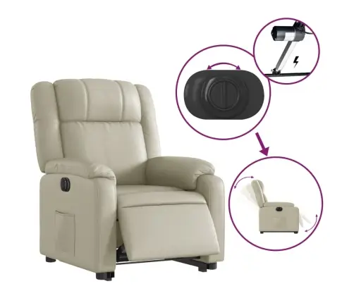 Elektrisks Atpūtas Krēsls, Paceļams, Krēmkrāsas Mākslīgā Āda Vidaxl
