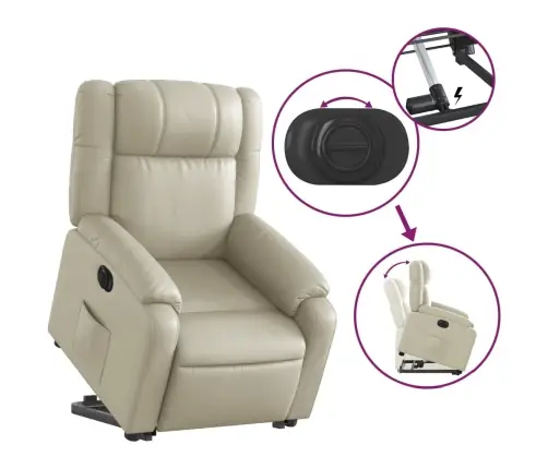 Elektrisks Atpūtas Krēsls, Paceļams, Krēmkrāsas Mākslīgā Āda Vidaxl