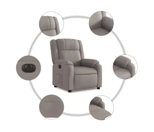 Elektrisks Atpūtas Krēsls, Atgāžams, Pelēkbrūns Audums Vidaxl