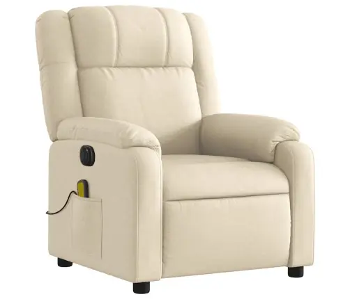 Elektrisks Masāžas Krēsls, Atgāžams, Krēmkrāsas Audums Vidaxl