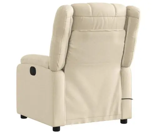 Elektrisks Masāžas Krēsls, Atgāžams, Krēmkrāsas Audums Vidaxl