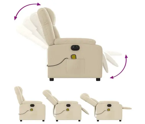 Elektrisks Masāžas Krēsls, Atgāžams, Krēmkrāsas Audums Vidaxl