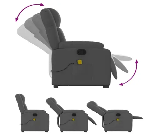 Masāžas Krēsls, Paceļams, Atgāžams, Tumši Pelēks Audums Vidaxl