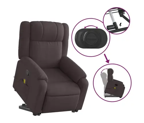 Masāžas Krēsls, Paceļams, Atgāžams, Tumši Brūns Audums Vidaxl