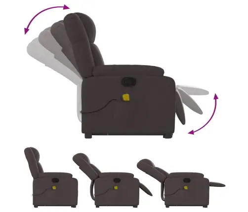 Masāžas Krēsls, Paceļams, Atgāžams, Tumši Brūns Audums Vidaxl