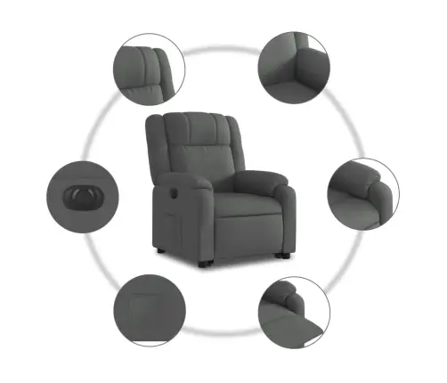 Elektrisks Atpūtas Krēsls, Paceļams, Atgāžams, Pelēks Audums Vidaxl
