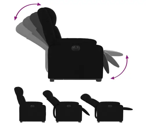 Elektrisks Atpūtas Krēsls, Paceļams, Atgāžams, Melns Audums Vidaxl