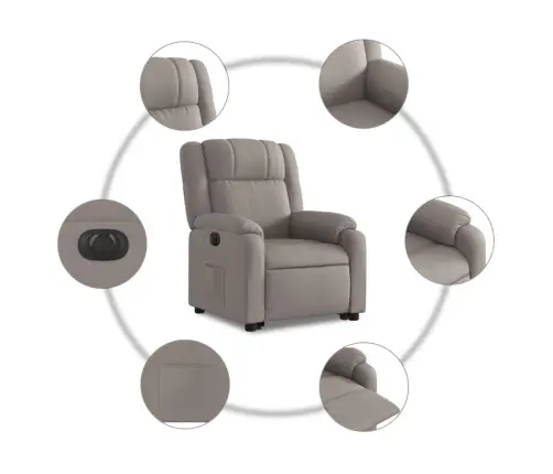 Elektrinis Atsistojantis Atlošiamas Krėslas, Taupe, Audinys