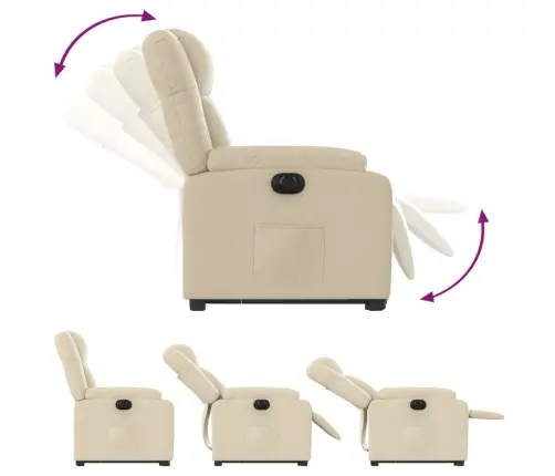Elektrisks Atpūtas Krēsls, Paceļams/Atgāžams, Krēmkrāsas Audums Vidaxl