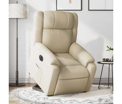 Elektrisks Atpūtas Krēsls, Paceļams/Atgāžams, Krēmkrāsas Audums Vidaxl