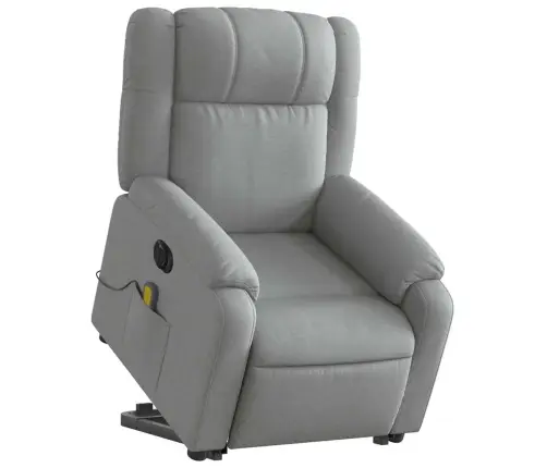 Elektrisks Masāžas Krēsls, Paceļams, Atgāžams, Pelēks Audums Vidaxl