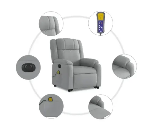 Elektrisks Masāžas Krēsls, Paceļams, Atgāžams, Pelēks Audums Vidaxl