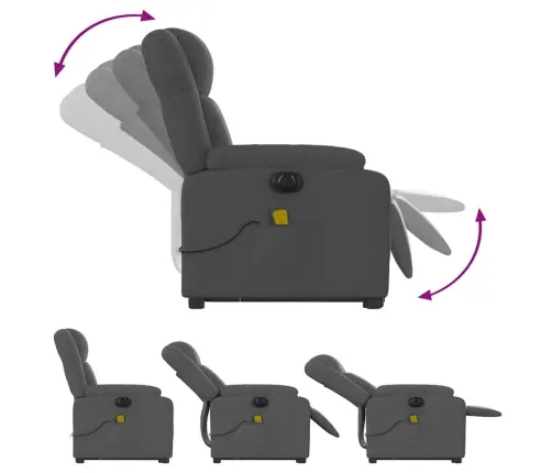 Elektrisks Masāžas Krēsls, Paceļams, Atgāžams, Pelēks Audums Vidaxl