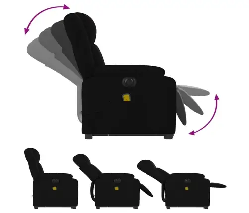 Elektrisks Masāžas Krēsls, Paceļams, Atgāžams, Melns Audums Vidaxl