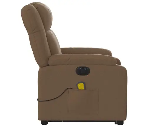 Elektrisks Masāžas Krēsls, Paceļams, Atgāžams, Brūns Audums Vidaxl