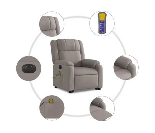 Elektrisks Masāžas Krēsls, Paceļams, Pelēkbrūns Audums Vidaxl