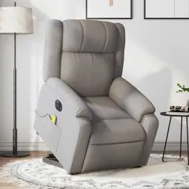 Elektrisks Masāžas Krēsls, Paceļams, Pelēkbrūns Audums Vidaxl Elektrisks Masāžas Krēsls, Paceļams, Pelēkbrūns Audums Vidaxl