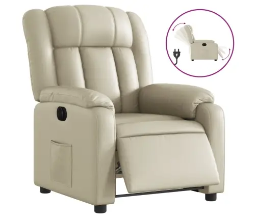 Elektrinis Atlošiamas Krėslas, Kreminės Spalvos, Dirbtinė Oda