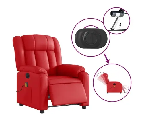 Elektrisks Masāžas Krēsls, Atgāžams, Sarkana Mākslīgā Āda Vidaxl