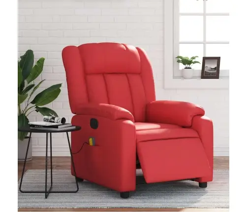 Elektrisks Masāžas Krēsls, Atgāžams, Sarkana Mākslīgā Āda Vidaxl