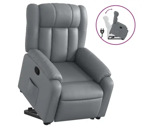 Atpūtas Krēsls, Paceļams, Atgāžams, Pelēka Mākslīgā Āda Vidaxl